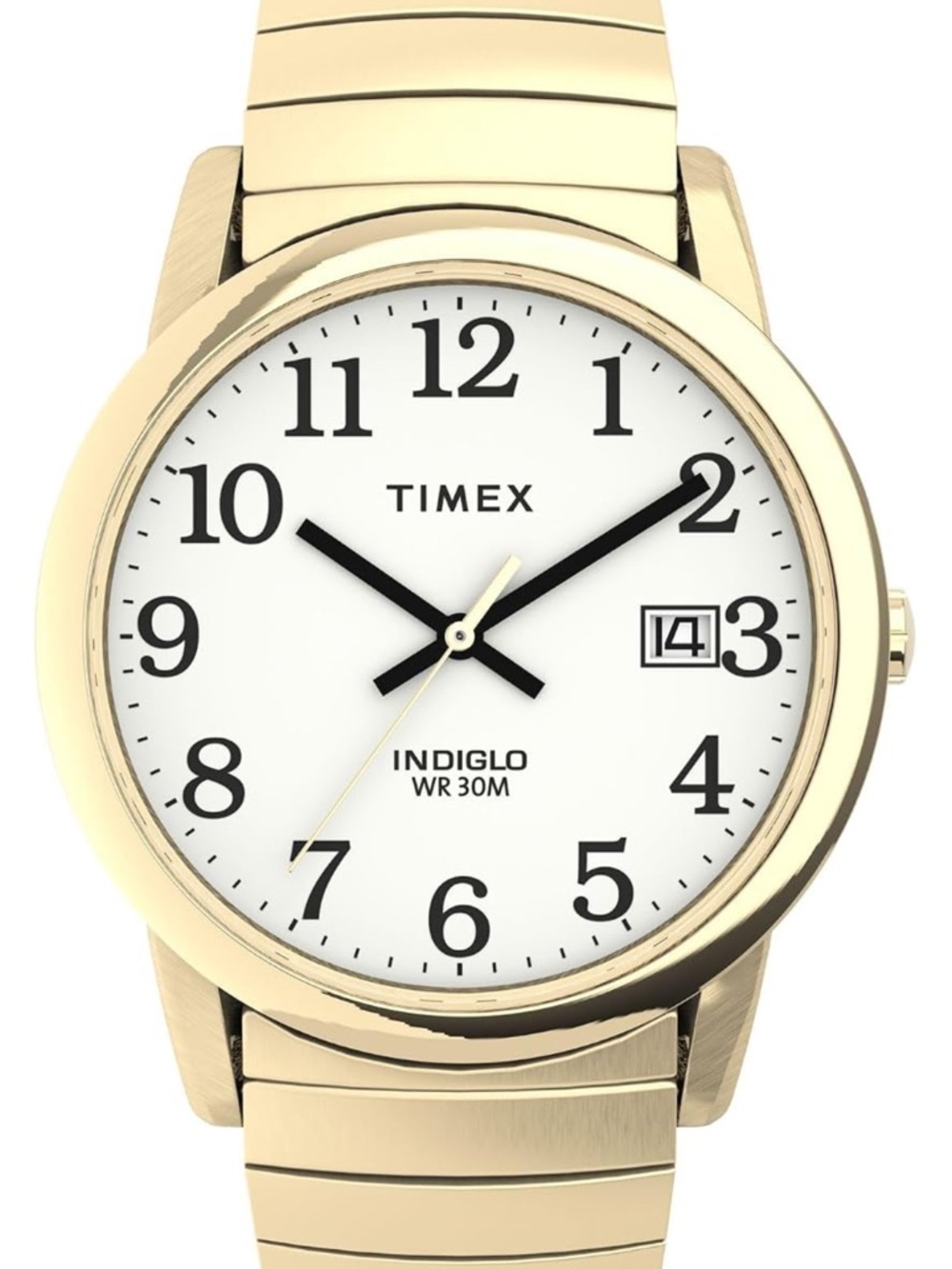 Timex Easy Reader Watch - Gold-tone - Indiglo - 35MM - Stretch Bracelet